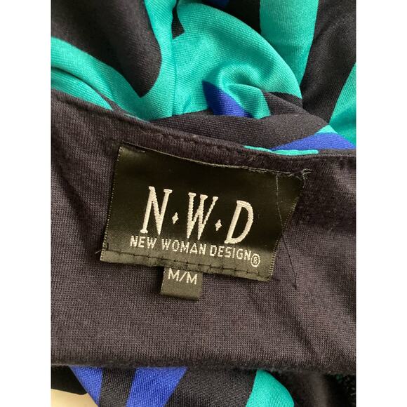 NWD New Woman Designs Women's Dress Size M Maxi Blue Green Floral Sleeveless - Picture 6 of 7